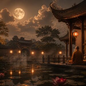 Không gian hồ sen dưới ánh trăng gợi thế giới giấc mơ