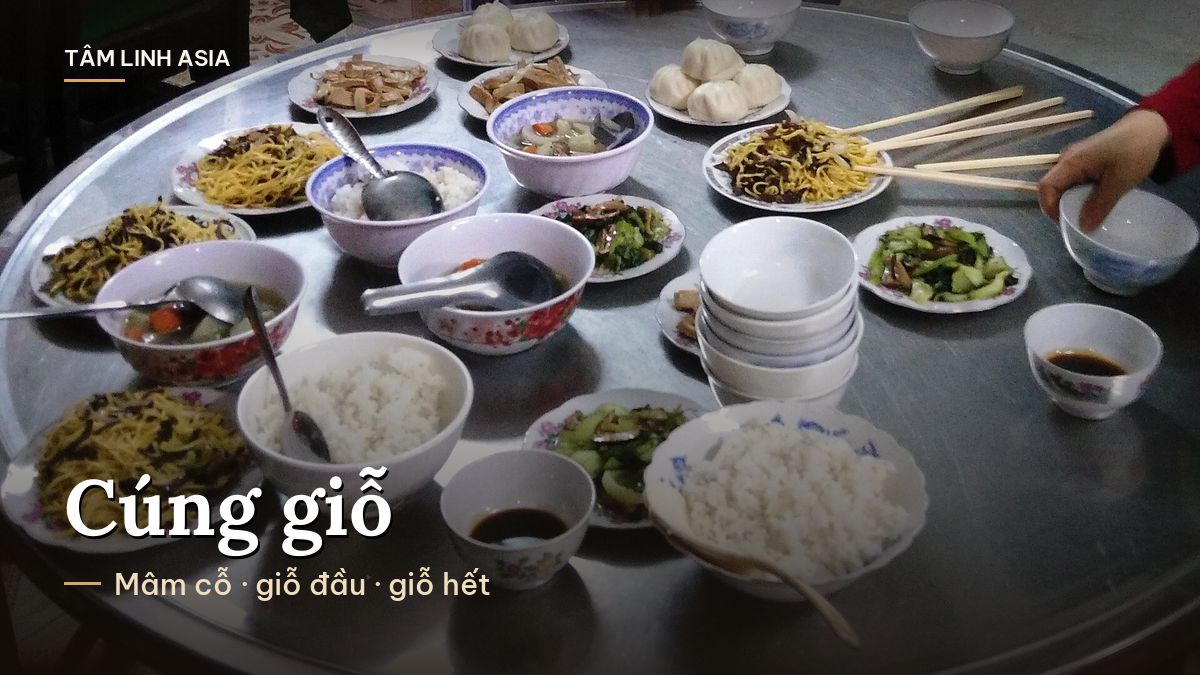 Mâm cỗ nhiều món bày trên mâm đồng tròn