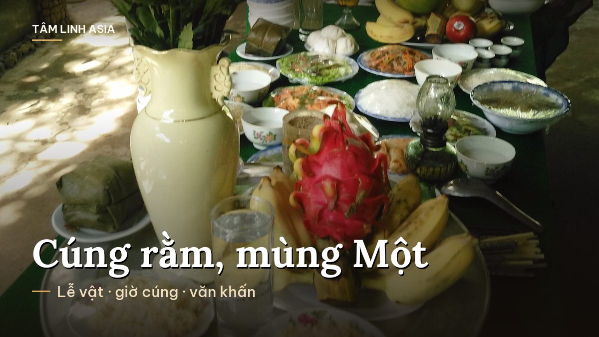 Mâm cúng chay có thanh long, chuối, hoa và nhiều món